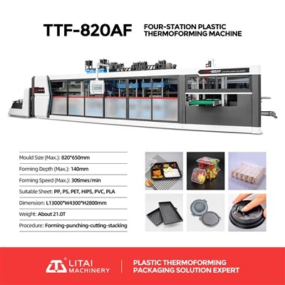 Fully Automatic Four-station Plastic Thermoforming Machine TTF-820AF