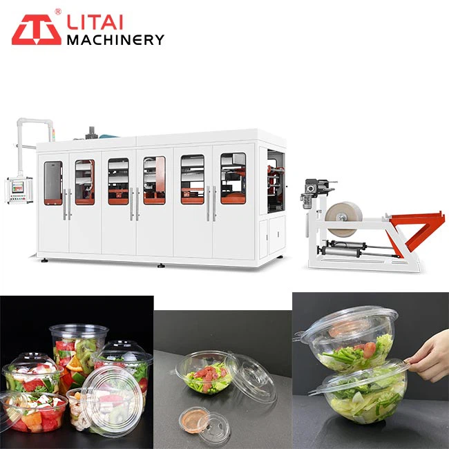 Plastic Salad Bowl With Lid Thermoforming Machine